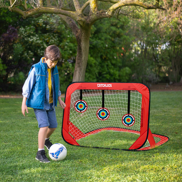 Football Goal for Kids Pop Up Football Net for The Garden Portable Football Goal 3 Modes Changeable Target Football Goal Red